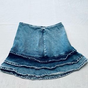 Nasty Gal Collection Blue Acid Wash Tiered Ruffle Denim Mini Skirt Womens Size 6